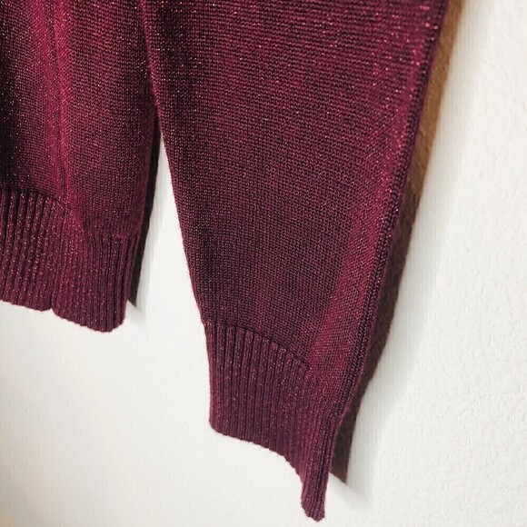 Joseph A. Women's Burgundy / Sparkle Silk Top, Turtle Neck, Size (M) #HB - Picture 7 of 7